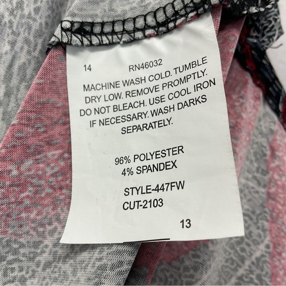 Southern Lady Tunic Top Women's Plus Size 3x Gray/Black/Wine Leaf Print Business - Picture 4 of 6